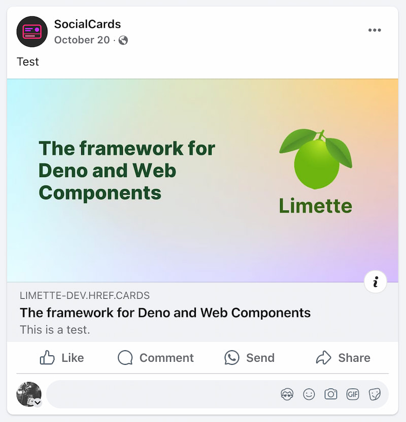 Example of a Facebook post with a link with preview